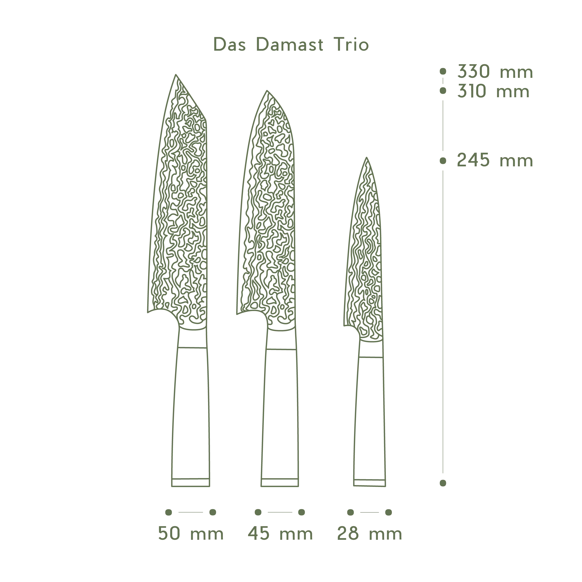 FIVI Damastmesser Set 3 Teilig - Image 4